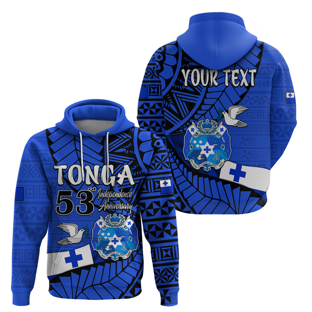 Custom Tonga Hoodie Emancipation Day Happy 53rd Independence Anniversary Blue Version LT9 Pullover Hoodie Blue - Polynesian Pride