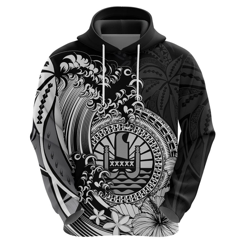 Polynesian Tahiti Island Hoodie The Wave of Water Black LT9 - Polynesian Pride