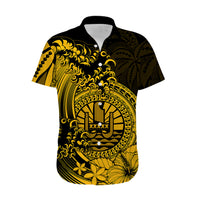 Polynesian Tahiti Island Hawaiian Shirt The Wave of Water - Gold LT9 - Polynesian Pride