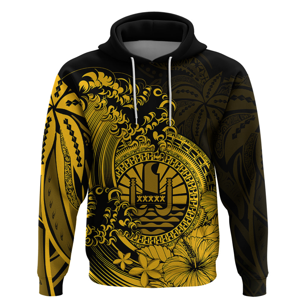 Polynesian Tahiti Island Hoodie The Wave of Water Gold LT9 - Polynesian Pride