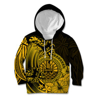Polynesian Tahiti Island Kid Hoodie The Wave of Water - Gold LT9 Hoodie Gold - Polynesian Pride