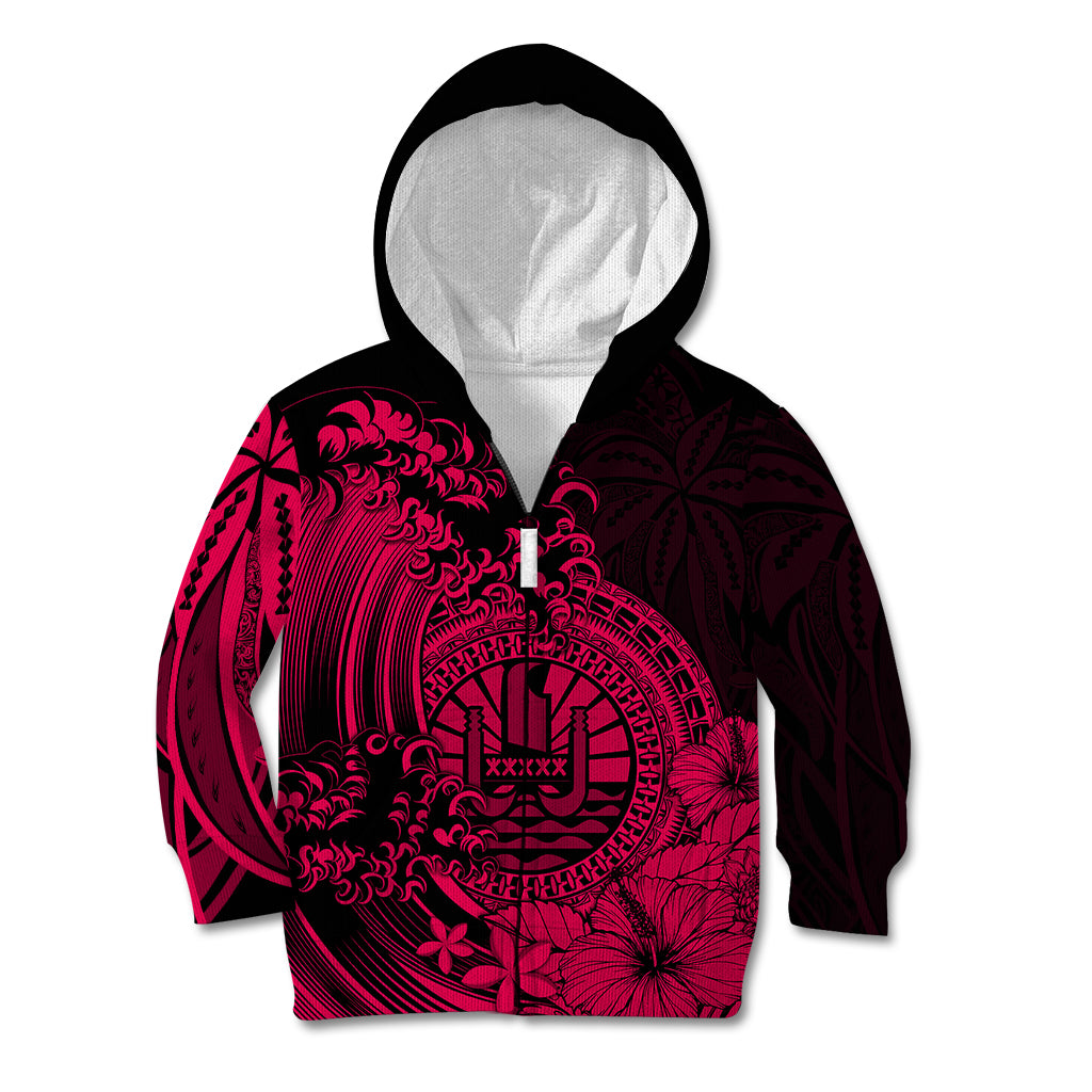 Polynesian Tahiti Island Kid Hoodie The Wave of Water - Pink LT9 - Polynesian Pride