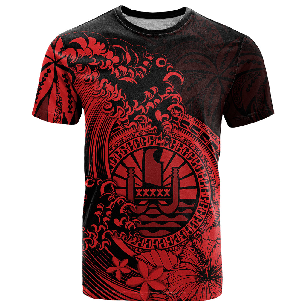 Polynesian Tahiti Island T Shirt The Wave of Water Red LT9 Red - Polynesian Pride