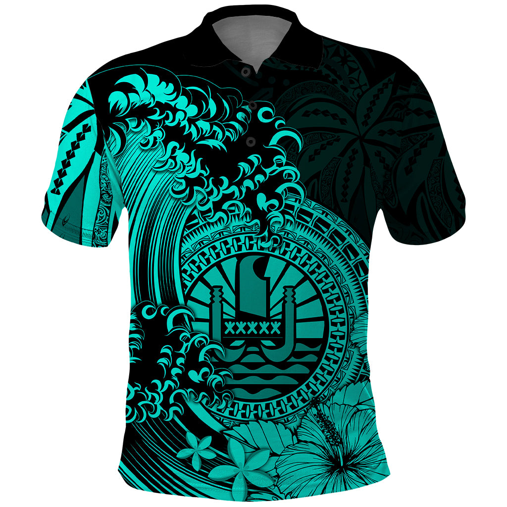 Polynesian Tahiti Island Polo Shirt The Wave of Water Turquoise LT9 Turquoise - Polynesian Pride