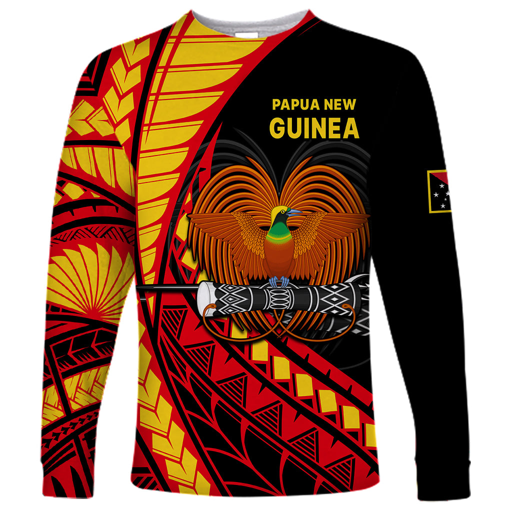 Papua New Guinea Long Sleeve Shirt The Greater Bird of Paradise LT9 Unisex Black - Polynesian Pride