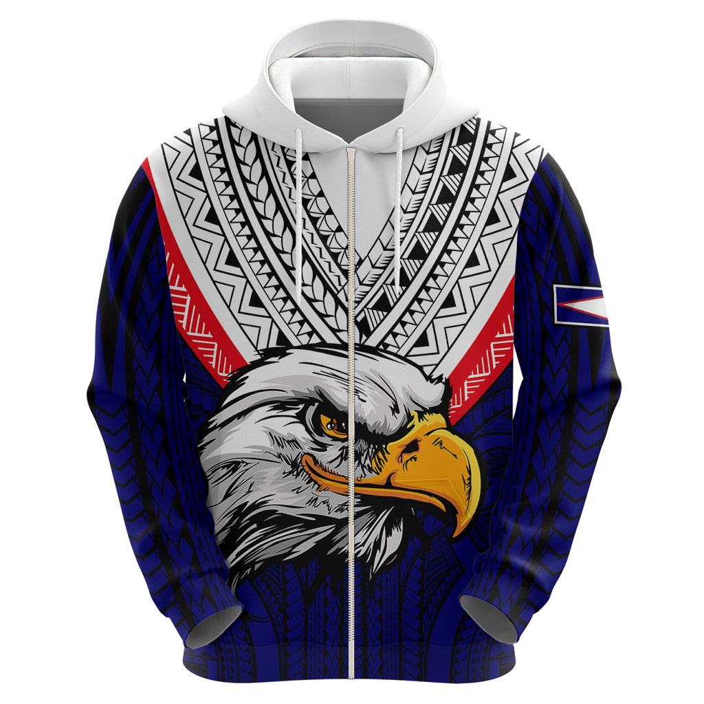 American Samoa Hoodie Bald Eagle with Polynesian Pattern LT9 - Polynesian Pride