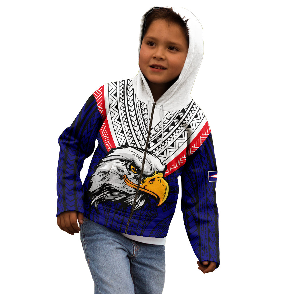 (Custom Personalised) American Samoa Kid Hoodie Bald Eagle with Polynesian Pattern LT9 - Polynesian Pride
