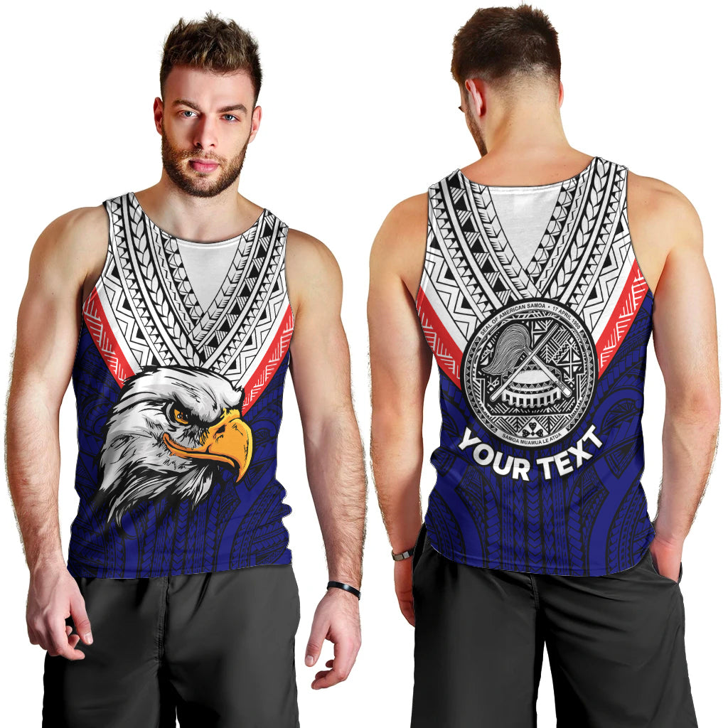 (Custom Personalised) American Samoa Men Tank Top Bald Eagle with Polynesian Pattern LT9 - Polynesian Pride