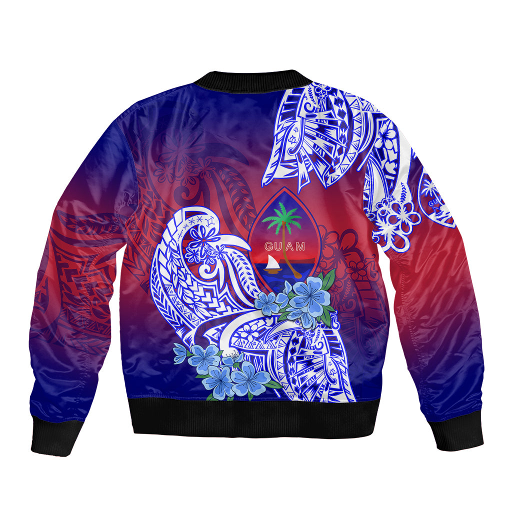 Guam Sleeve Zip Bomber Jacket Polynesian Floral Tribal LT9 - Polynesian Pride