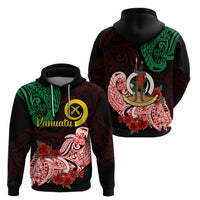 Vanuatu Hoodie Polynesian Floral Tribal LT9 Black - Polynesian Pride