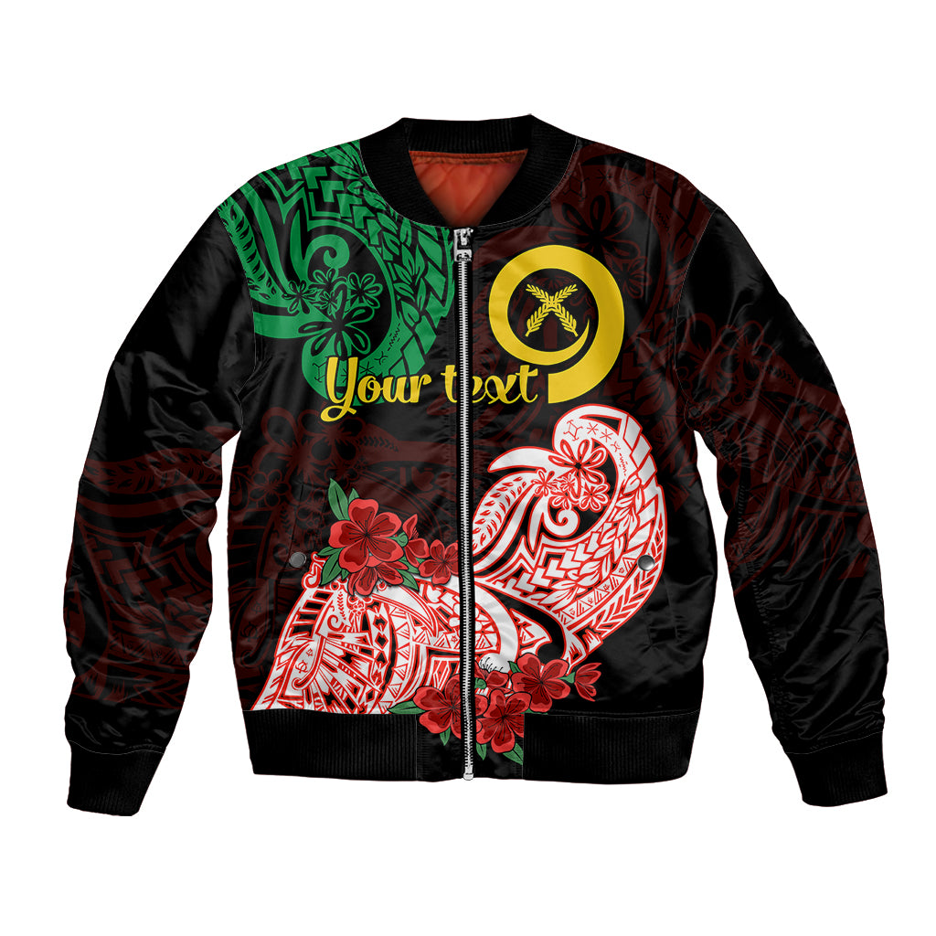 (Custom Personalised) Vanuatu Bomber Jacket Polynesian Floral Tribal LT9 Unisex Black - Polynesian Pride