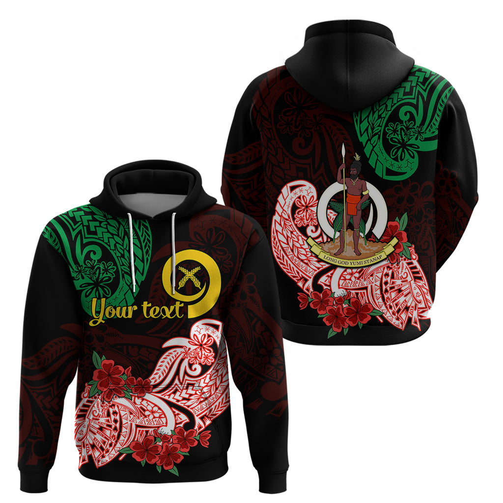 Custom Vanuatu Hoodie Polynesian Floral Tribal LT9 Pullover Hoodie Black - Polynesian Pride