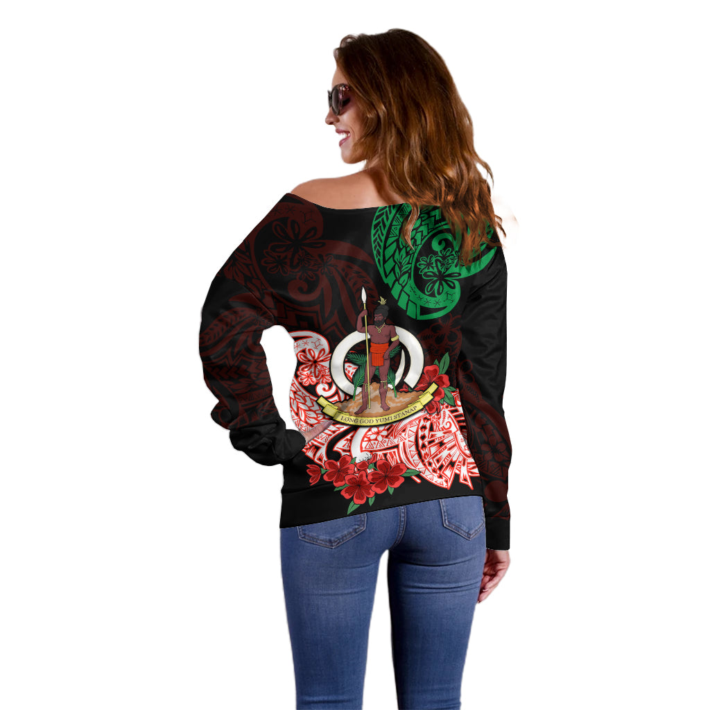 (Custom Personalised) Vanuatu Off Shoulder Sweater Polynesian Floral Tribal LT9 - Polynesian Pride