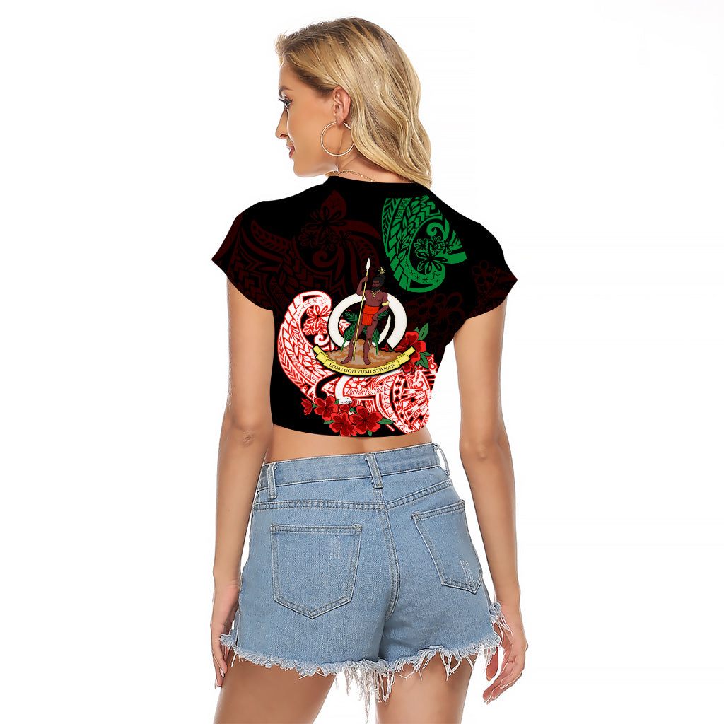 (Custom Personalised) Vanuatu Raglan Cropped T Shirt Polynesian Floral Tribal LT9 - Polynesian Pride