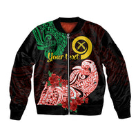 (Custom Personalised) Vanuatu Sleeve Zip Bomber Jacket Polynesian Floral Tribal LT9 Unisex Black - Polynesian Pride