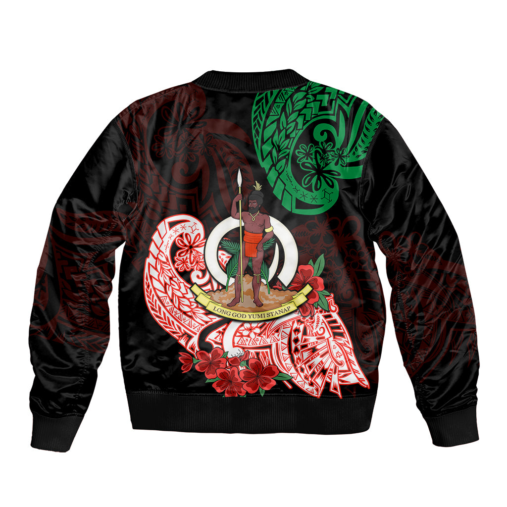 (Custom Personalised) Vanuatu Sleeve Zip Bomber Jacket Polynesian Floral Tribal LT9 - Polynesian Pride