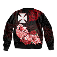Wallis et Futuna Sleeve Zip Bomber Jacket Polynesian Floral Tribal LT9 - Polynesian Pride