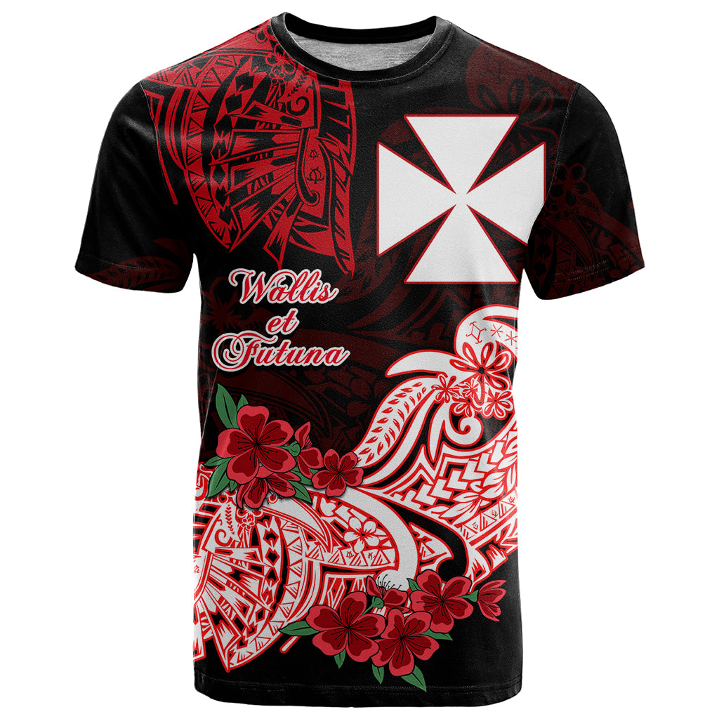 Wallis et Futuna T Shirt Polynesian Floral Tribal LT9 Black - Polynesian Pride