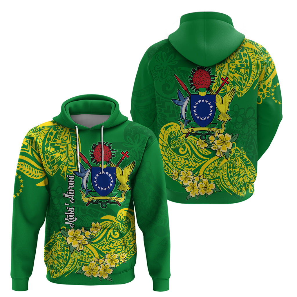 Cook Island Hoodie Polynesian Floral Tribal LT9 Pullover Hoodie Green - Polynesian Pride