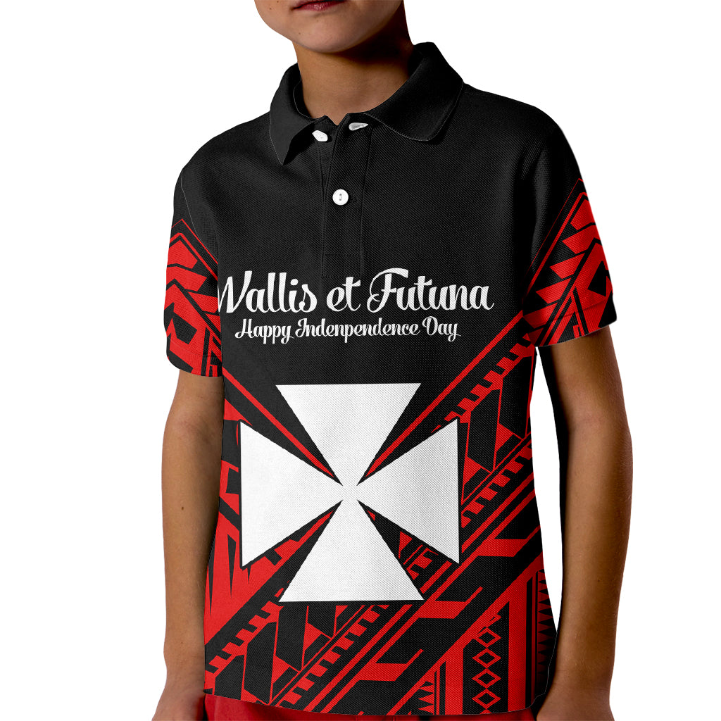 Wallis et Futuna Kid Polo Shirt Happy Independence Day LT9 Kid Red - Polynesian Pride