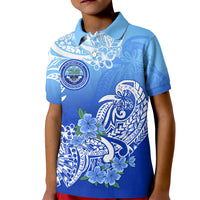 Federated States Of Micronesia Kid Polo Shirt Polynesian Floral Tribal LT9 Kid Blue - Polynesian Pride