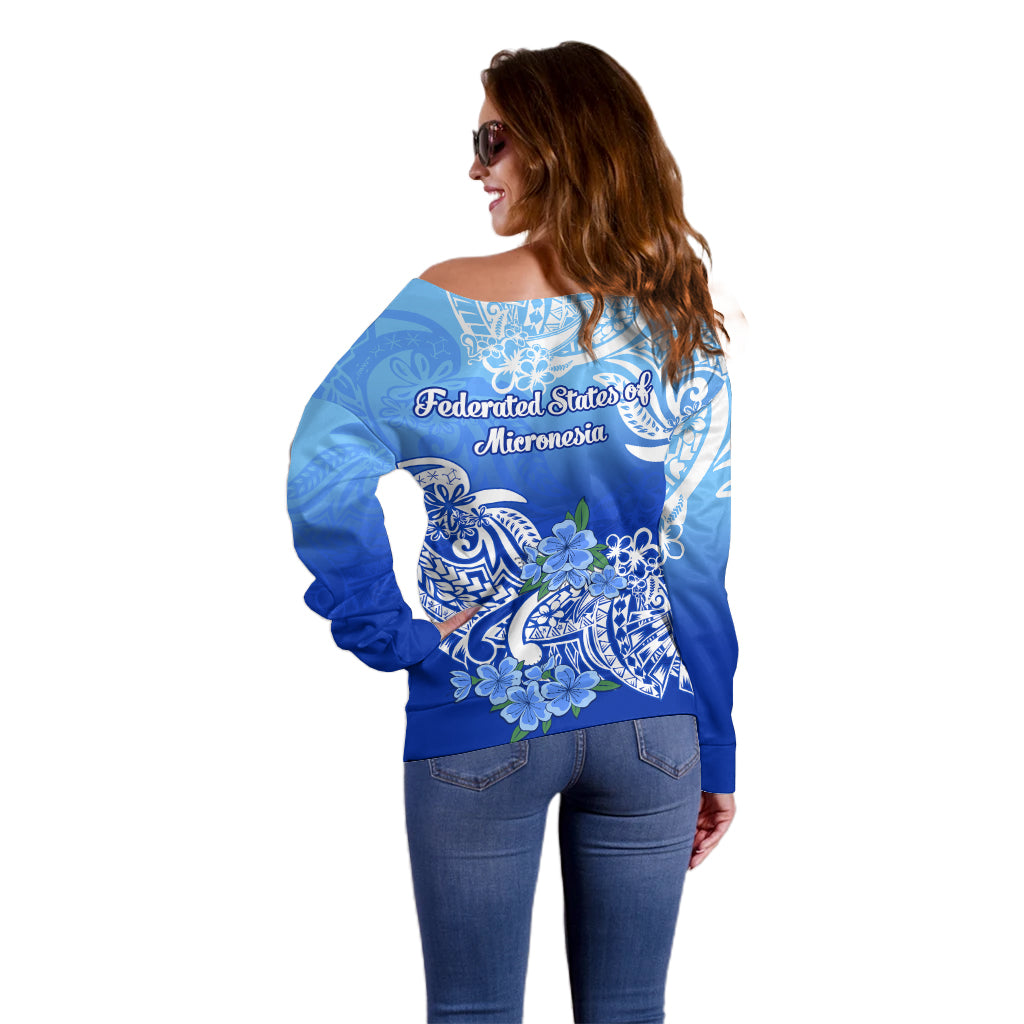 Federated States Of Micronesia Off Shoulder Sweater Polynesian Floral Tribal LT9 - Polynesian Pride