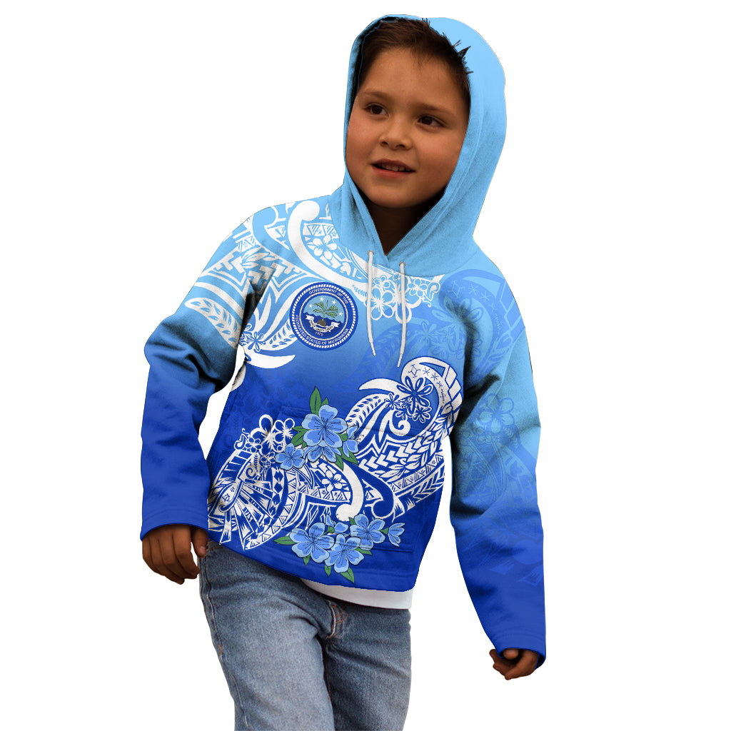 (Custom Personalised) Federated States Of Micronesia Kid Hoodie Polynesian Floral Tribal LT9 - Polynesian Pride