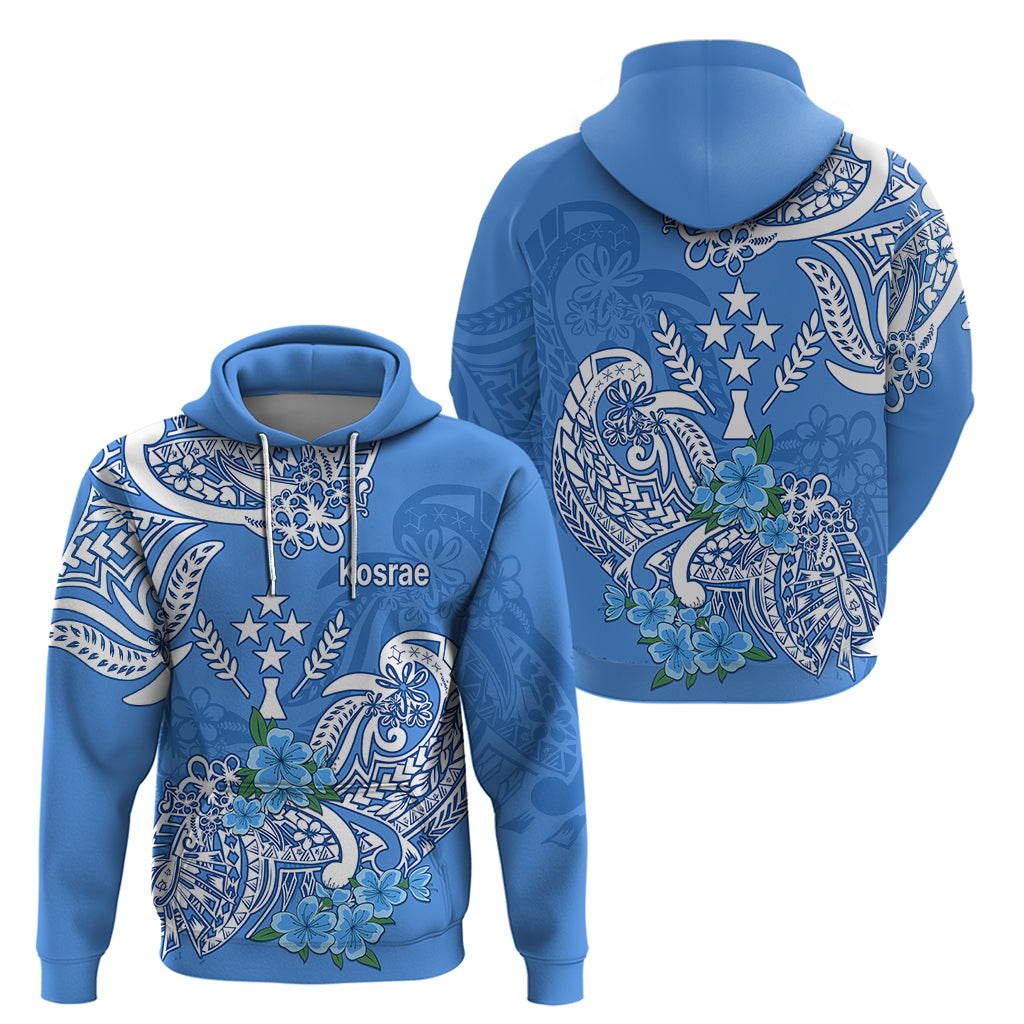 FSM Kosrae State Hoodie Polynesian Floral Tribal LT9 Pullover Hoodie Blue - Polynesian Pride