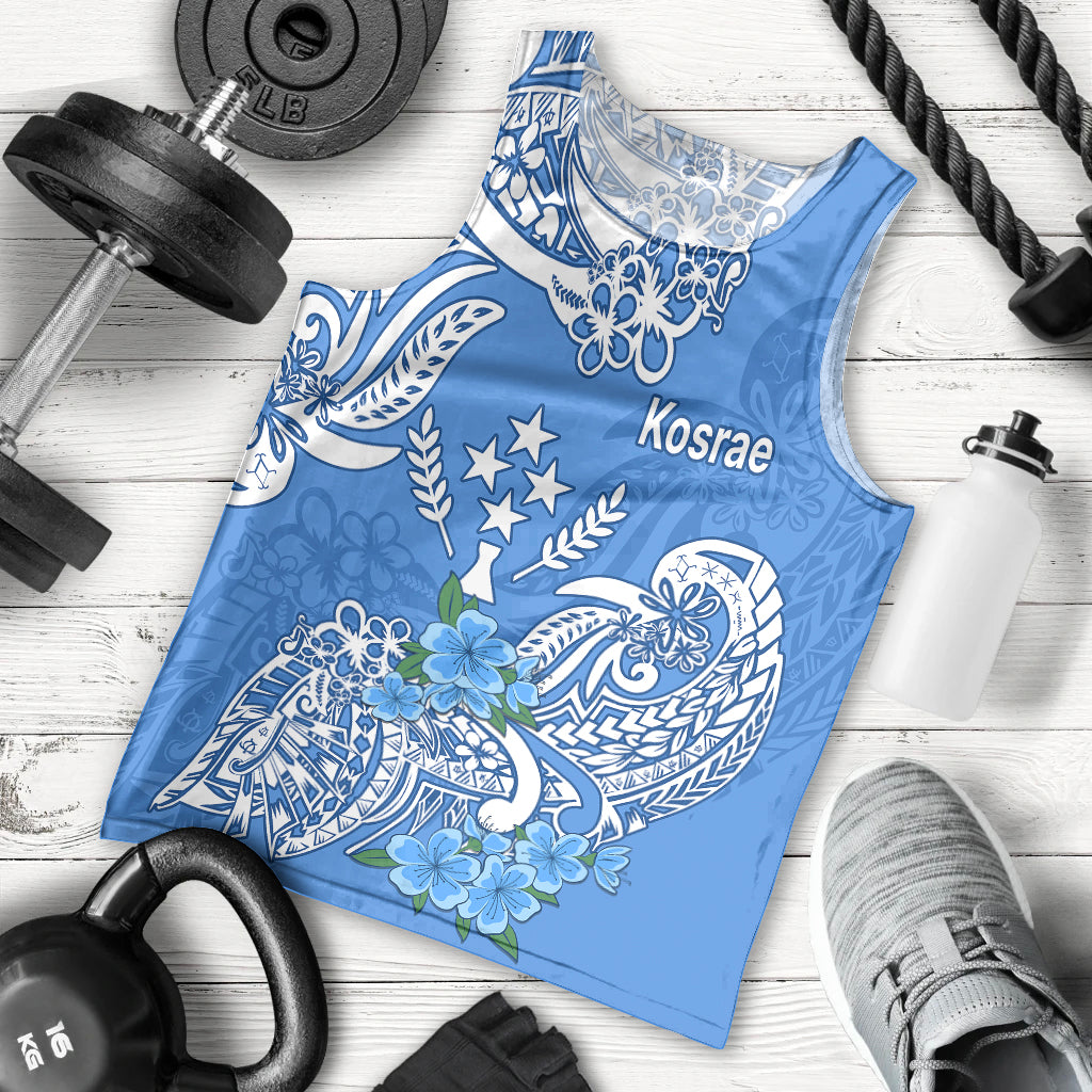 FSM Kosrae State Men Tank Top Polynesian Floral Tribal LT9 Blue - Polynesian Pride