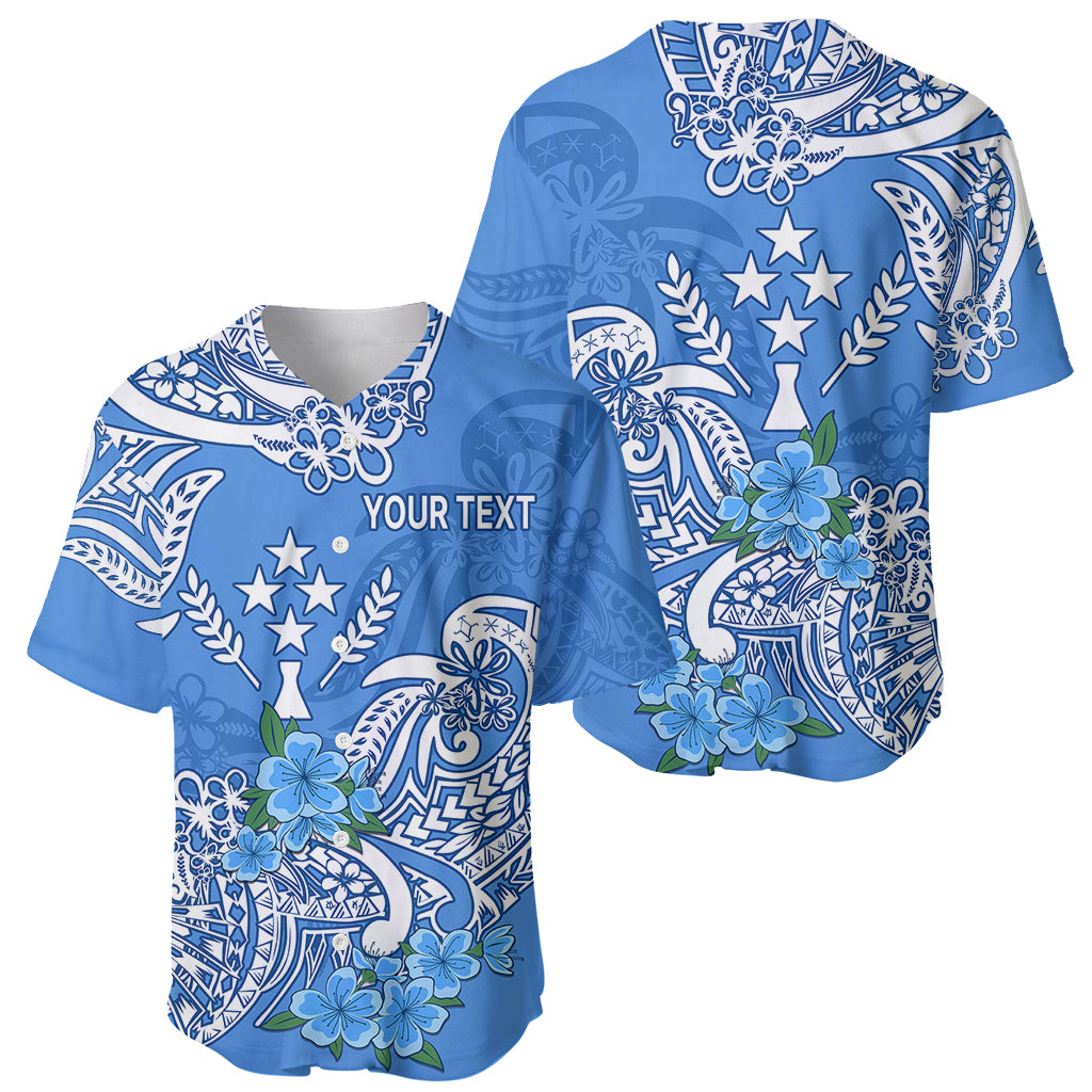 (Custom Personalised) FSM Kosrae State Baseball Jersey Polynesian Floral Tribal LT9 Blue - Polynesian Pride