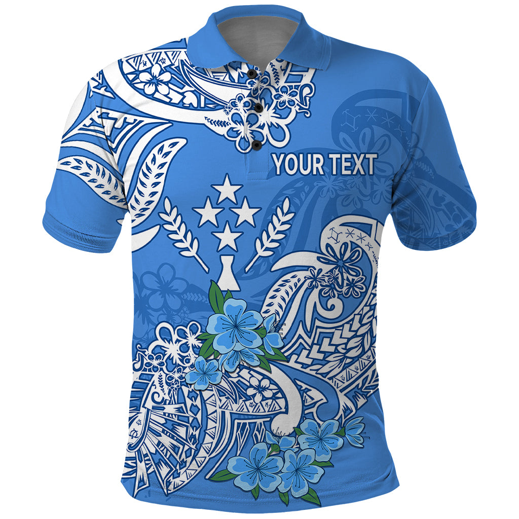 Custom FSM Kosrae State Polo Shirt Polynesian Floral Tribal LT9 Blue - Polynesian Pride