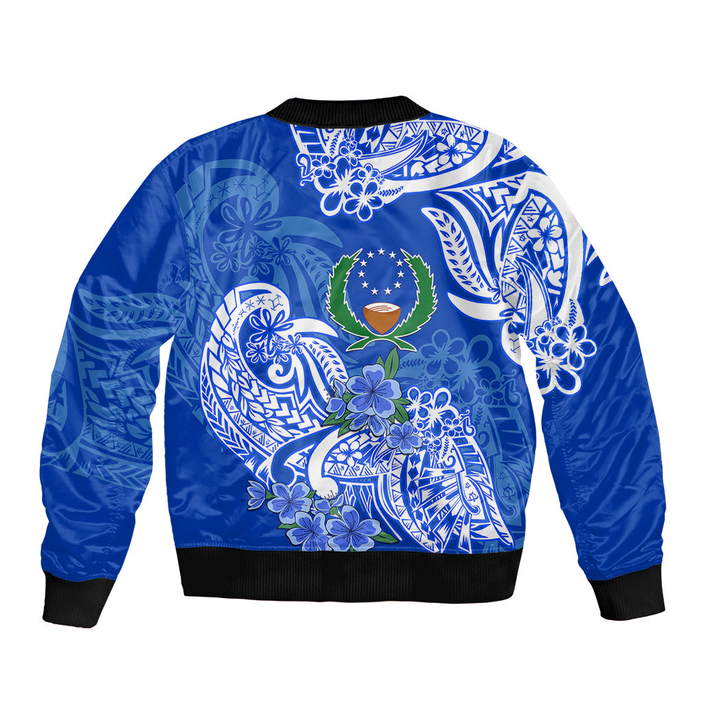 FSM Pohnpei State Sleeve Zip Bomber Jacket Polynesian Floral Tribal LT9 - Polynesian Pride