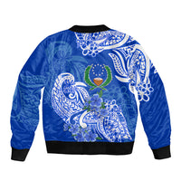 FSM Pohnpei State Sleeve Zip Bomber Jacket Polynesian Floral Tribal LT9 - Polynesian Pride