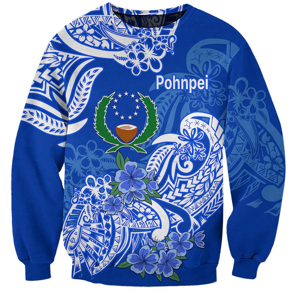FSM Pohnpei State Sweatshirt Polynesian Floral Tribal LT9 Unisex Blue - Polynesian Pride