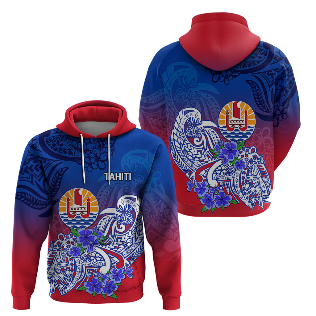 Tahiti Hoodie Polynesian Floral Tribal LT9 Blue - Polynesian Pride