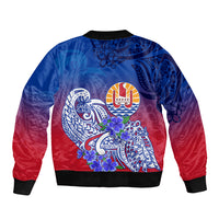 Tahiti Sleeve Zip Bomber Jacket Polynesian Floral Tribal LT9 - Polynesian Pride