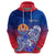 Custom Tahiti Hoodie Polynesian Floral Tribal LT9 Zip Hoodie Blue - Polynesian Pride