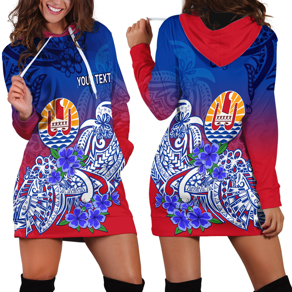 (Custom Personalised) Tahiti Hoodie Dress Polynesian Floral Tribal LT9 Blue - Polynesian Pride