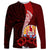 Tahiti Long Sleeve Shirt Polynesian Coat Of Arm With Hibiscus LT9 Unisex Red - Polynesian Pride