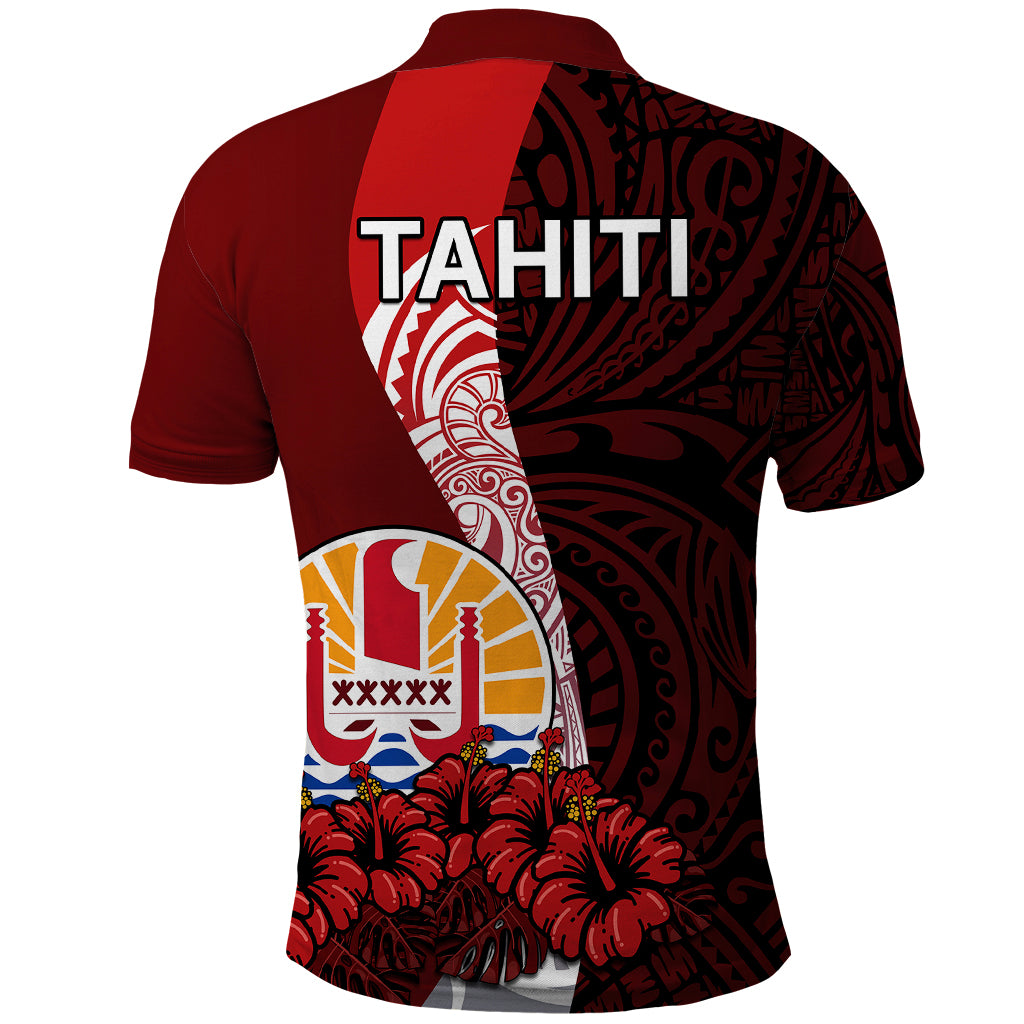 Tahiti Polo Shirt Polynesian Coat Of Arm With Hibiscus LT9 - Polynesian Pride