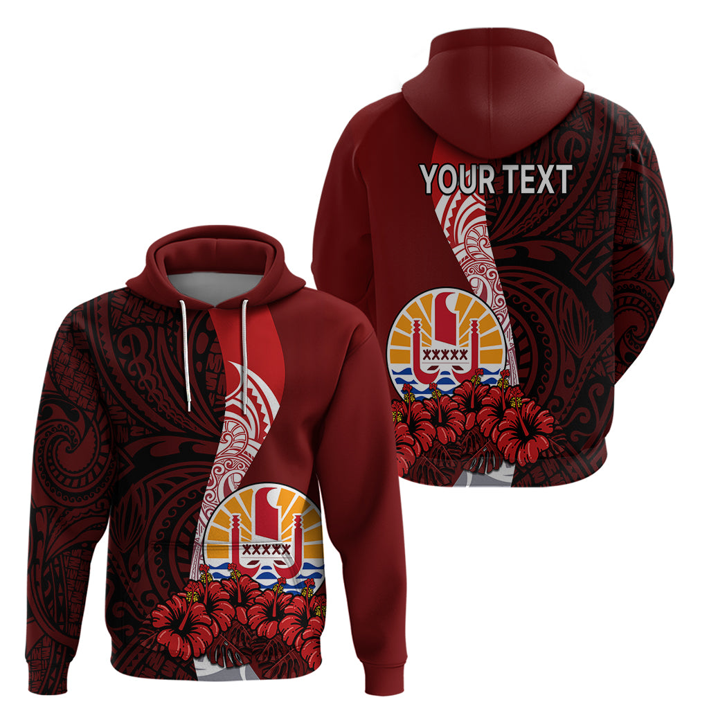 Custom Tahiti Hoodie Polynesian Coat of Arm With Hibiscus LT9 Pullover Hoodie Red - Polynesian Pride