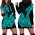 Hawaii Kakau Hoodie Dress Polynesian Floral Tribal Aqua Version LT9 Aqua - Polynesian Pride