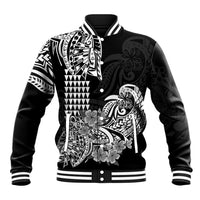 Hawaii Kakau Baseball Jacket Polynesian Floral Tribal Black Version LT9 Unisex Black - Polynesian Pride