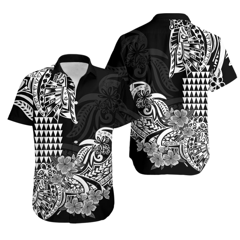 Hawaii Kakau Hawaiian Shirt Polynesian Floral Tribal Black Version LT9 Black - Polynesian Pride