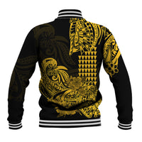 Hawaii Kakau Baseball Jacket Polynesian Floral Tribal Gold Version LT9 - Polynesian Pride