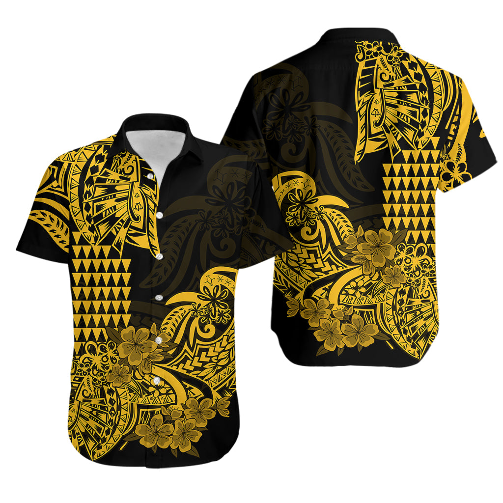 Hawaii Kakau Hawaiian Shirt Polynesian Floral Tribal Gold Version LT9 Gold - Polynesian Pride