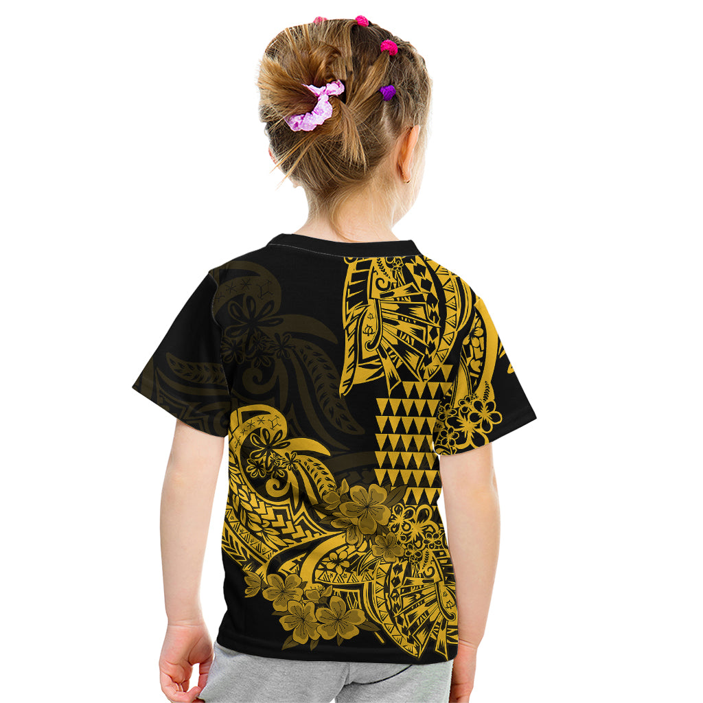 Hawaii Kakau Kid T Shirt Polynesian Floral Tribal Gold Version LT9 - Polynesian Pride