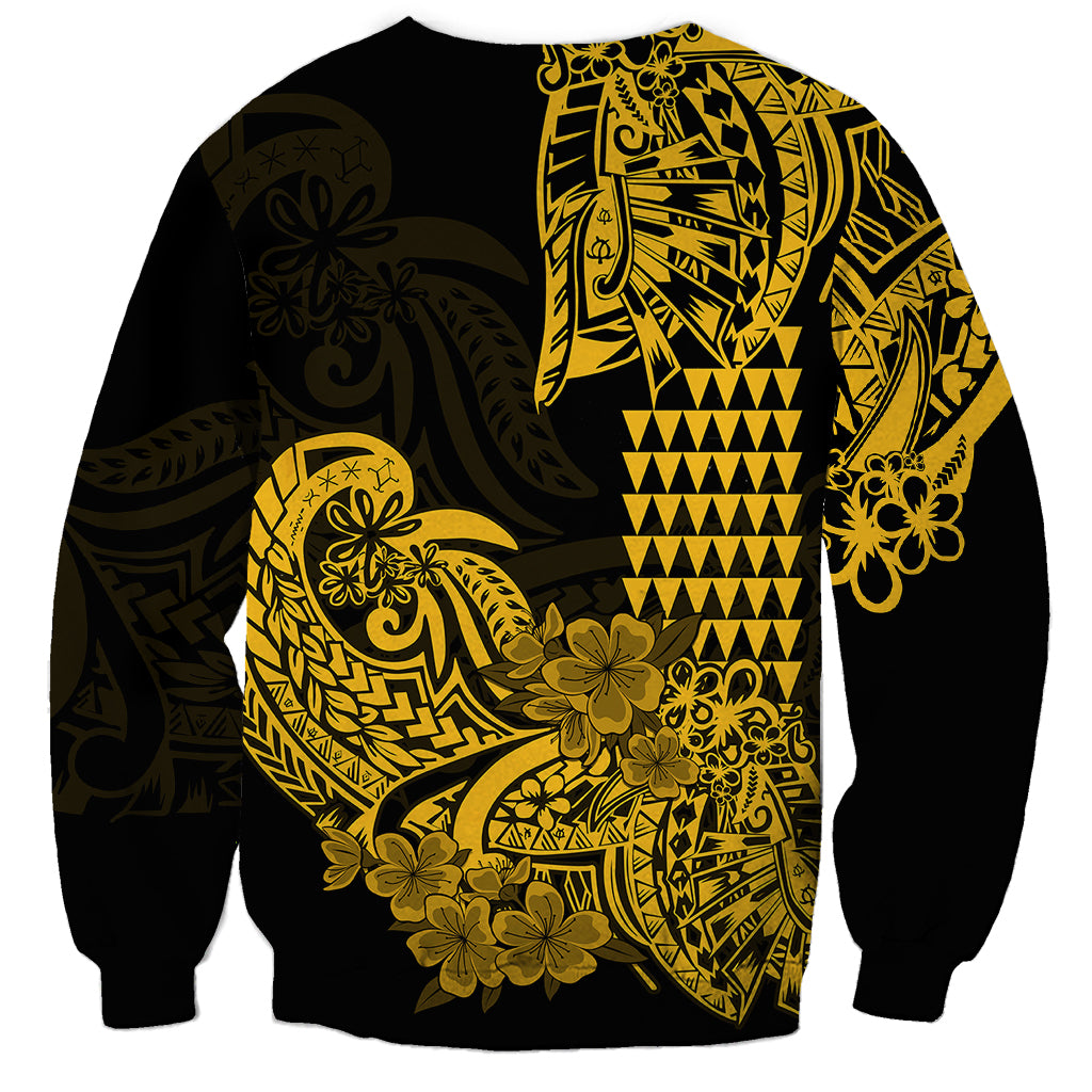Hawaii Kakau Sweatshirt Polynesian Floral Tribal Gold Version LT9 - Polynesian Pride