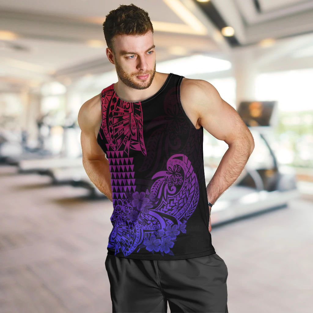 Hawaii Kakau Men Tank Top Polynesian Floral Tribal Gradient Version LT9 - Polynesian Pride