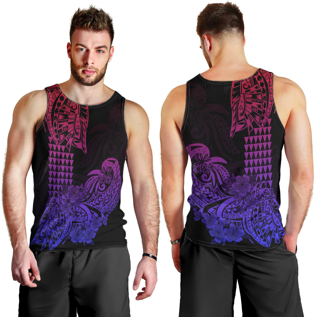 Hawaii Kakau Men Tank Top Polynesian Floral Tribal Gradient Version LT9 - Polynesian Pride